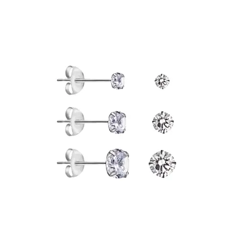 3-Pair of Cubic Zirconia Earrings Pack