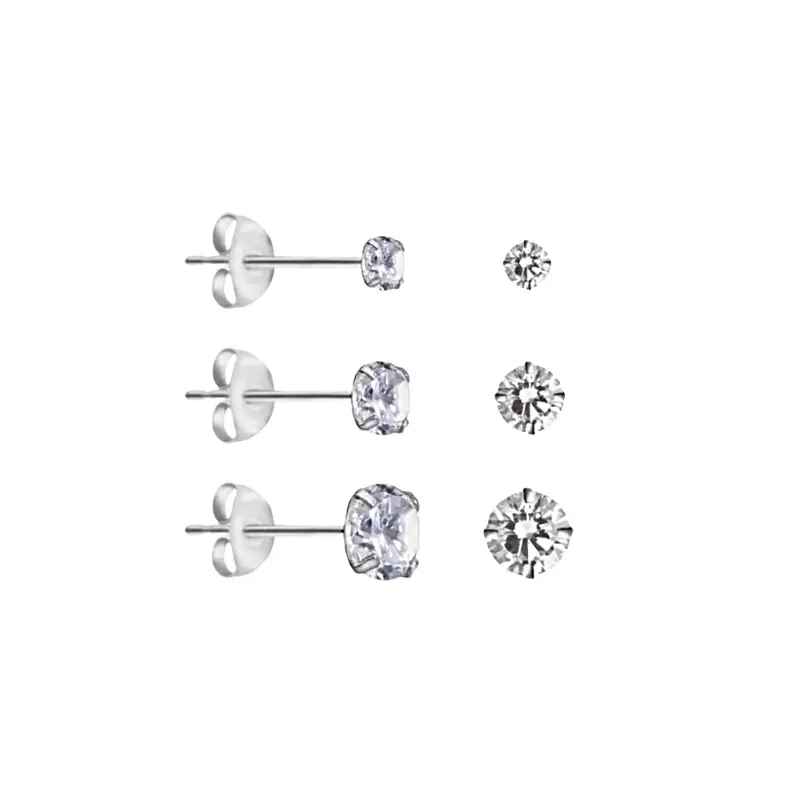 3-Pair of Cubic Zirconia Earrings Pack