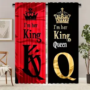 Royal King Queen Curtains Set, High Definition Digital Print Light Filtering Drapes, Polyester Fabric, Home Decor, Home Decoration Curtain, Window Curtain