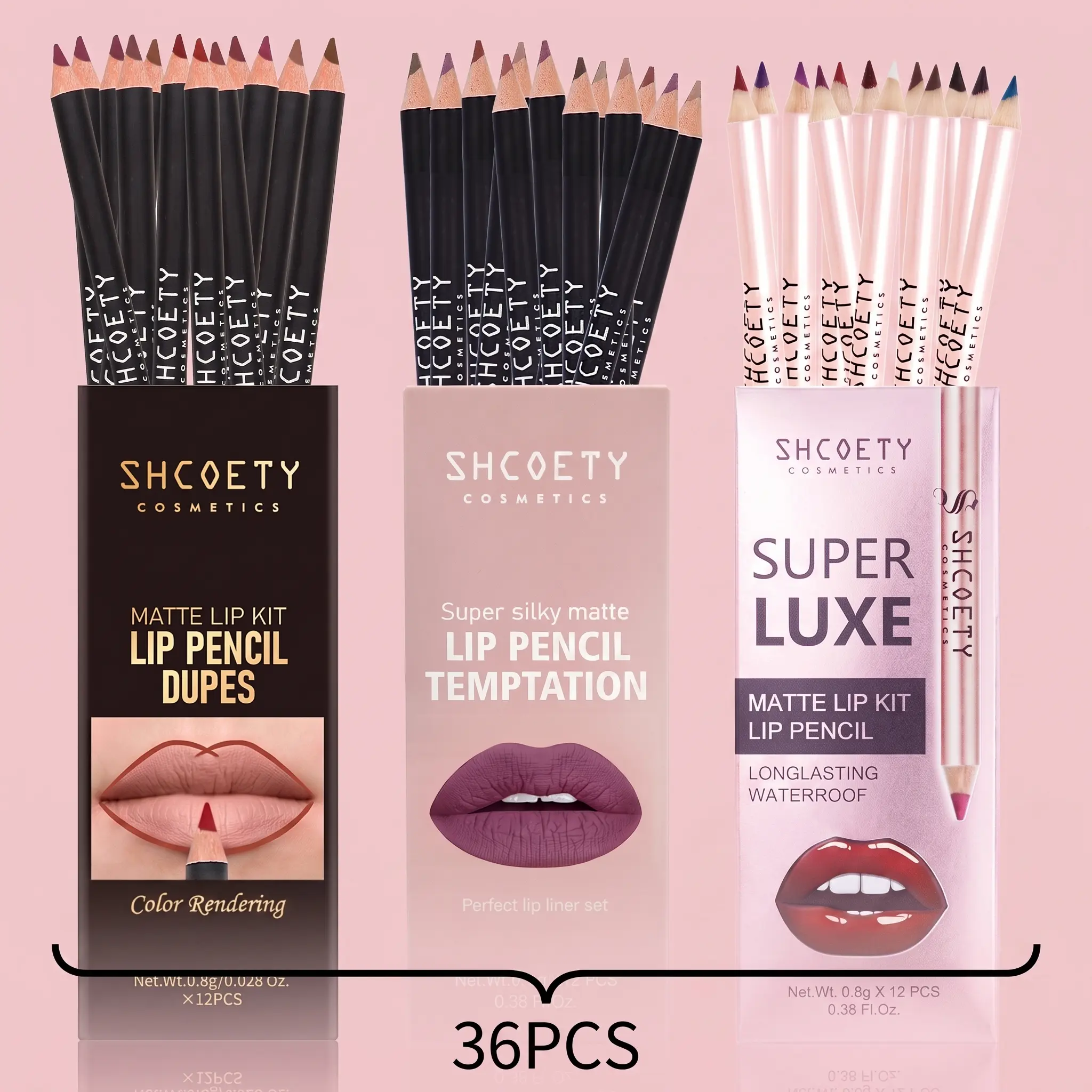 36-Count Matte Lip Liner Set - Cosmetic Makeup with Plant Waxes, Precise Tip, Smudge-Proof Multi-Tone, Easy Application for Lip Contour Shaping, Long-Lasting, Ideal for Daily Wear, Birthdays