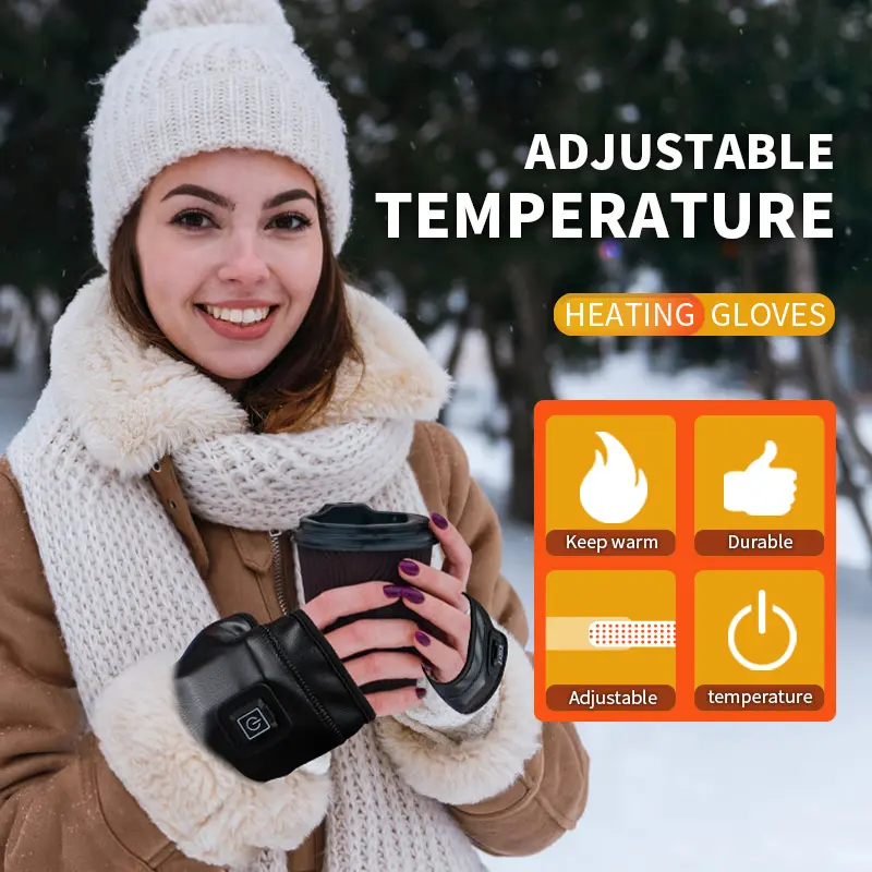 Portable Heated Gloves for men and women, rechargeable electric gloves for cold weather, and warmers for work, cycling, skiing Portable Rechargeable winter gift