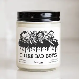Characters from Horror Films Candle | I Enjoy Bad Boys  Scary Candle | Halloween Present | Halloween Decoration Candle | Adorable Halloween