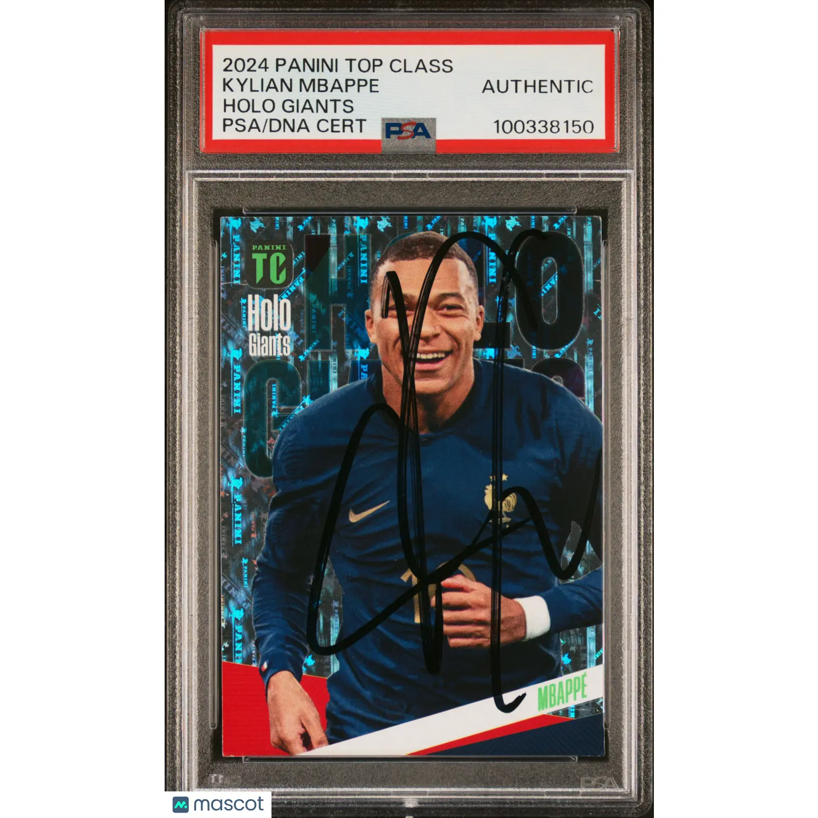 2024 Panini Top Class Holo Giants Kylian Mbappe Signed Card PSA Auto Autographed