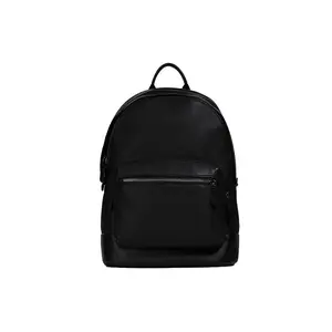 COACH West 35 Classic Logo Leather Backpack for Men, Large Size, Black