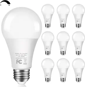 10-Pack 14W LED Dimmable Light Bulbs, 100W Equivalent, A19 LED Bulbs - 1500LM, Warm White 3000K, No Flicker, E26 Base for Kitchen, Bedroom, Office