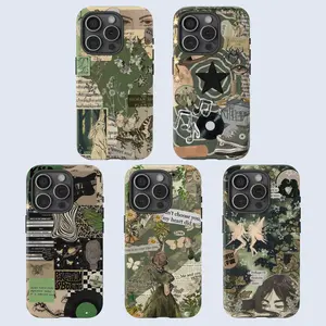Green Aesthetic Phone Case, Alt Grunge Emo Phone Cover, Aesthetic Tough Phone Case, Collage Cases, Retro Gift
