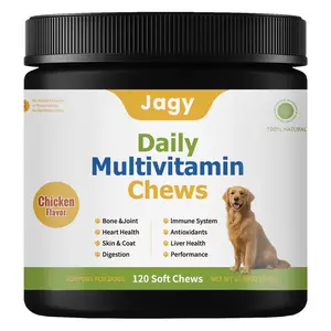 Jagy Daily Health Chews for Dogs - 120 Count All-Round Wellness Soft Treats Comprehensive Multivitamin Blend with OptiMSM & Probiotics for Gut & Immune Health