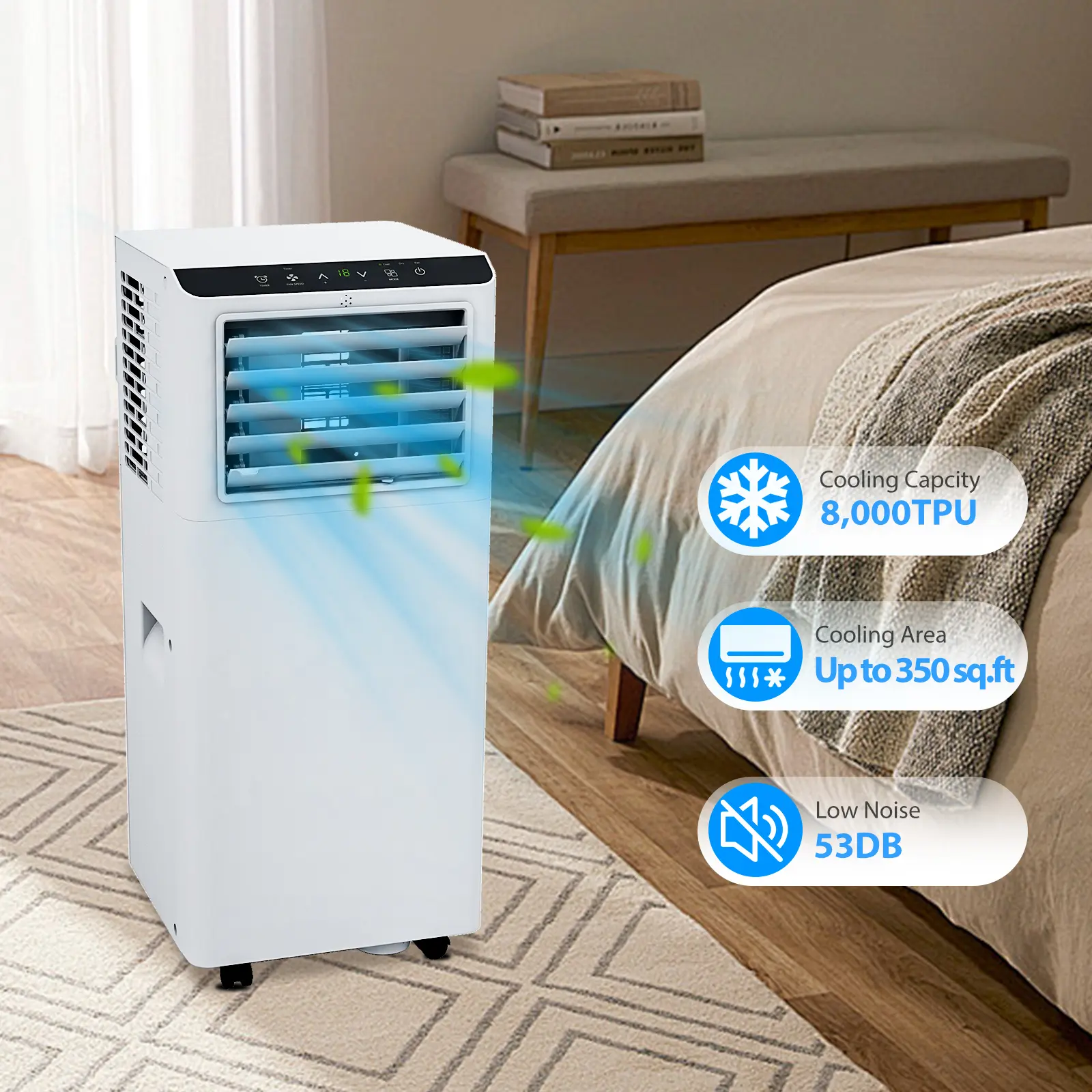 GARVEE 8000 BTU Energy Saving Portable Air Conditioner - 3-in-1 AC with Built-in Dehumidifier, Fan - Cools Up to 350 Sq.Ft, Quiet Operation, 24H Timer, Auto/Sleep Modes, Remote, Window Kit - Bedroom, Living Room, Energy Saving Ac