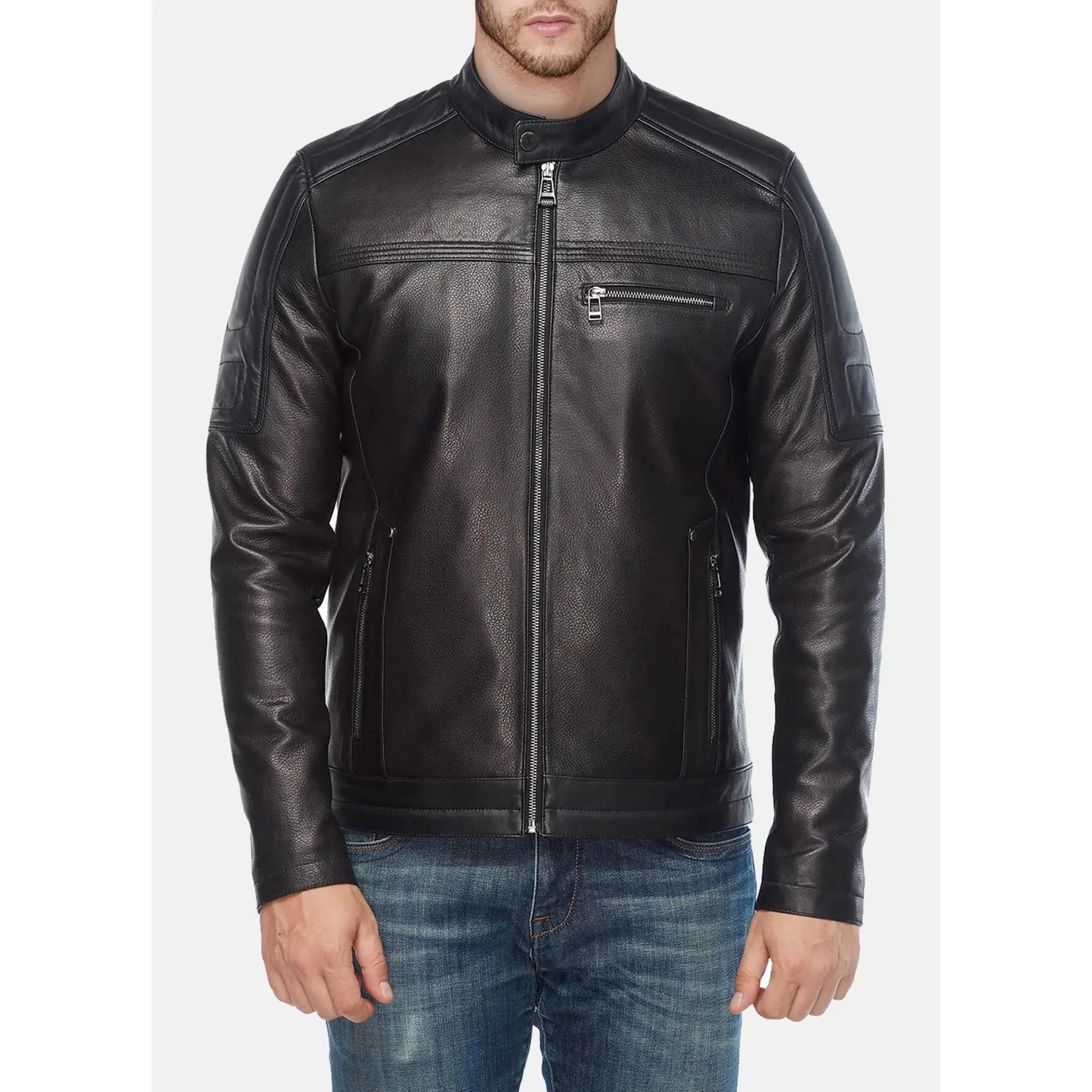 Mens Authentic Black Biker Leather Jacket