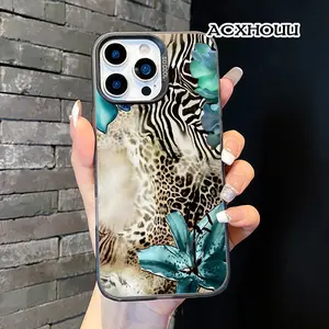 Compatible for iPhone16 15 14 16promax 17 16pro 15pro 13 12 11 Case, Clear Case Teal Orchid Animal Print Soft TPU Shockproof Protective Case Stylish Patterns phone case nic junk phone cases