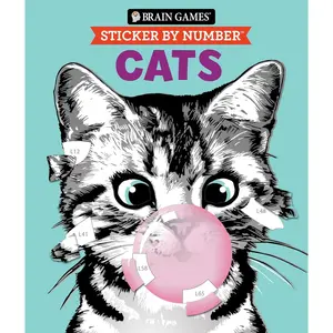 Brain Games - Sticker by Number: Cats (28 Images to Sticker) (Volume 2) Paperback – August 29, 2024