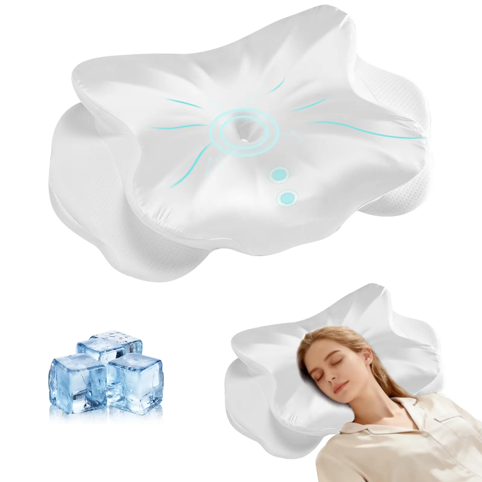 Ergonomic Contoured Memory Foam Pillow - Foam Support, Head and Neck Support, Elevating Standard Pillow with Dual Height Design, Integrated Arm Grooves, Breathable Machine Wash Removable Cover for Side, Back Sleepers