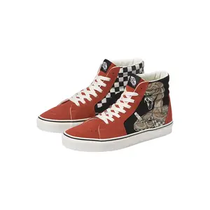VANS Sk8-Hi Snake/Chili Oil High Top Casual Trainer Footwear, Rattlesnake Graphics, Checkerboard Print, Durable Suede-Textile Uppers, Reinforced Toe Caps, Rubber Sole, Adjustable Laces, Shoe, Athletic
