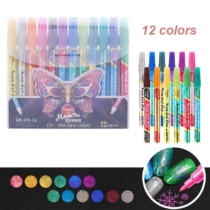 Guangna 12-color pastel hand account pen, color-changing gel glitter pen, fluorescent hand account pen, liquid highlight gel pen