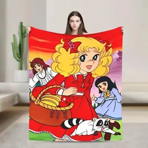 Candy Candy Retro Cartoon Blanket Ultra Soft Flannel Cozy Warm Fashion Bedroom Couch Sofa Bedding Lounge Throw Quilt Decor Birthday Gift Christmas Gift for Anime Fans Girls Teens Women Men Nostalgic Style