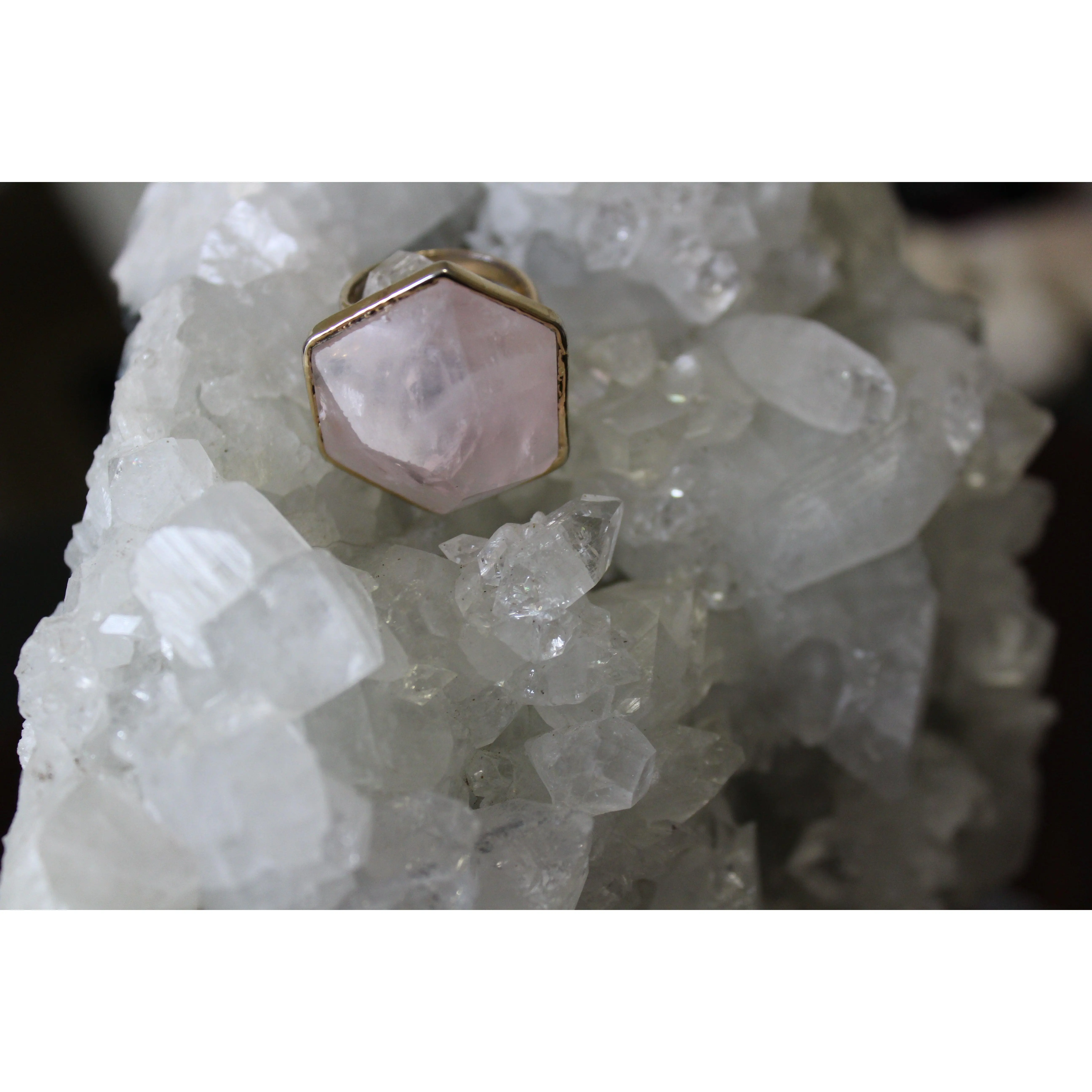 Rose Quartz Pyramid Ring