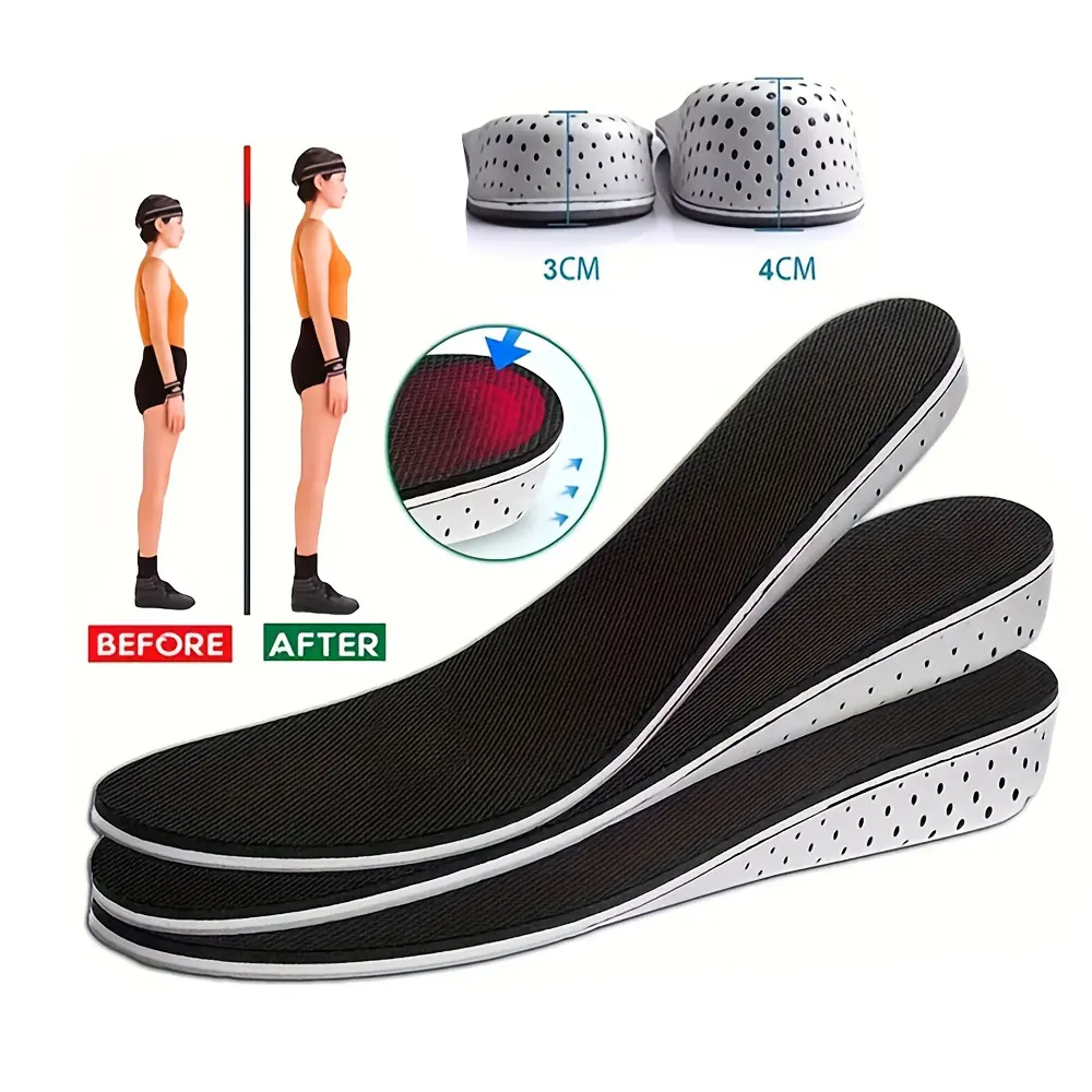 Unisex Invisible Height Increase Insoles, 3-4cm Universal Heel Lift Shoe Pads with Memory Foam Support, Shock-Absorbing Sole, Adjustable Footpads, Supportive Soles, Foam Insoles & Heel Liners, Height Boosters, Footwear, 3Cm, Adjustable Height
