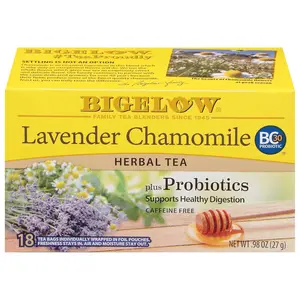 Bigelow Lavender Chamomile Herbal Tea + Probiotics – 18 Tea Bags Beverage Flavor Sweet Drinks loaded tea