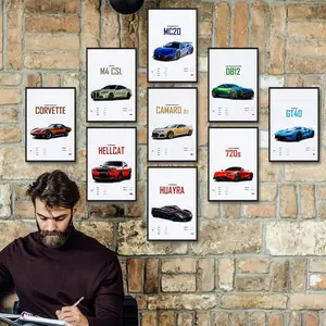 9pcs/set Unframed Pop Retro JDM Car Details Poster Aesthetics Supercar Gtr R33 240 MX-5 RX7 Gt86 WRX Canvas Print Wall Art Garage Room Decor