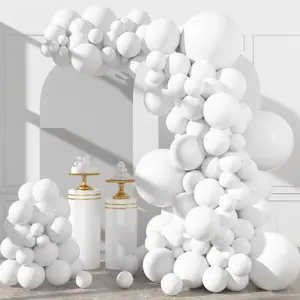 153-Piece White Balloon Arch Garland Kit in Matte White for Weddings, Anniversaries & Parties