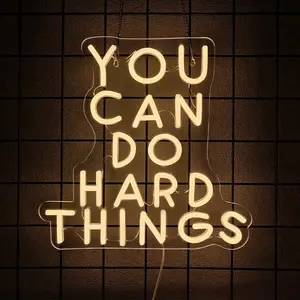 You Can Do Hard Things Wall Hanging Neon Sign, Positive Quotes Decorative Neon Lights for Classroom Wall Decor, Kids Room Wall Hanging Banners, Playroom Wall Decor Neon Light Sign, Home Decor Light, Ambient Decor Lighting(warm white)