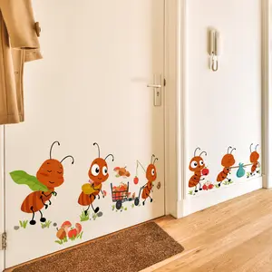One set (20*30cm*3 pieces) cartoon ant moving wall stickers, kid-themed scene, self-adhesive decorative decals for bedroom, living room, staircase and hallway