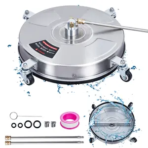Stainless Steel Pressure Washer Surface Cleaner – Dual Handles & 4 Wheels, Heavy Duty, 4000 PSI, Professional Cleaning for Concrete, Patio, Sidewalk, Deck, Driveway, Floor – Fits 18", 20", 24" Discs