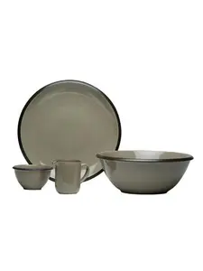 Red Vanilla HN400-004 Hampshire Grey Round Bowls Tableware Serve Set, 4-Piece, Oven-Safe Kitchen Serveware Set