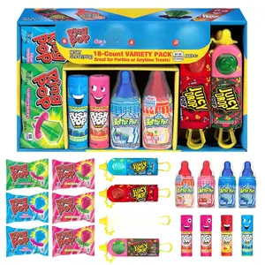 Bazooka Candy Brands Christmas Candy Variety Pack 18Ct Assorted Lollipops Ring Pop Push Pop Baby Bottle Pop Juicy Drop for Party Favors Stocking Stuffers Kids Gifts
