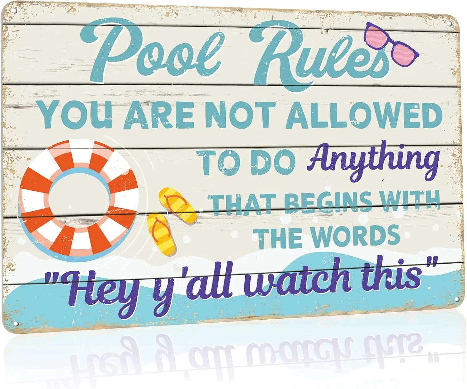 Pool Decor Sign, Pool Decorations Outdoor, Perfect For Beach, Home, Bar, Pool Deck, And Backyard Walls, Metal Sign Dimensions Are 12X8 Inch