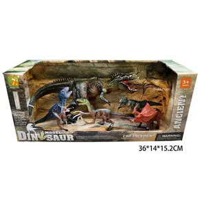 6PCS Realistic Dinosaur Model Toys Set - T-Rex, Pterosaur, Triceratops Mixed Styles, Gift Box