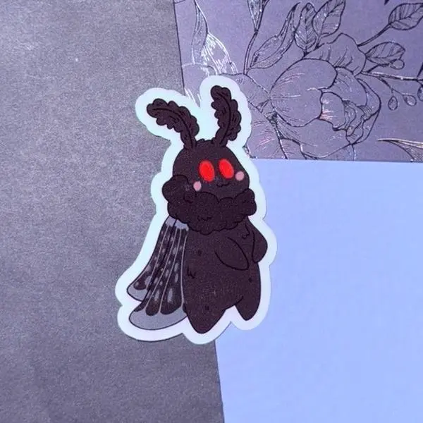 Baby Mothman Sticker | Cute Moth Sticker, I Believe Conspiracy Sticker, Cute Baby Cryptid, Kawaii Local Cryptid Sticker, Urban Legends Decor Decorative
