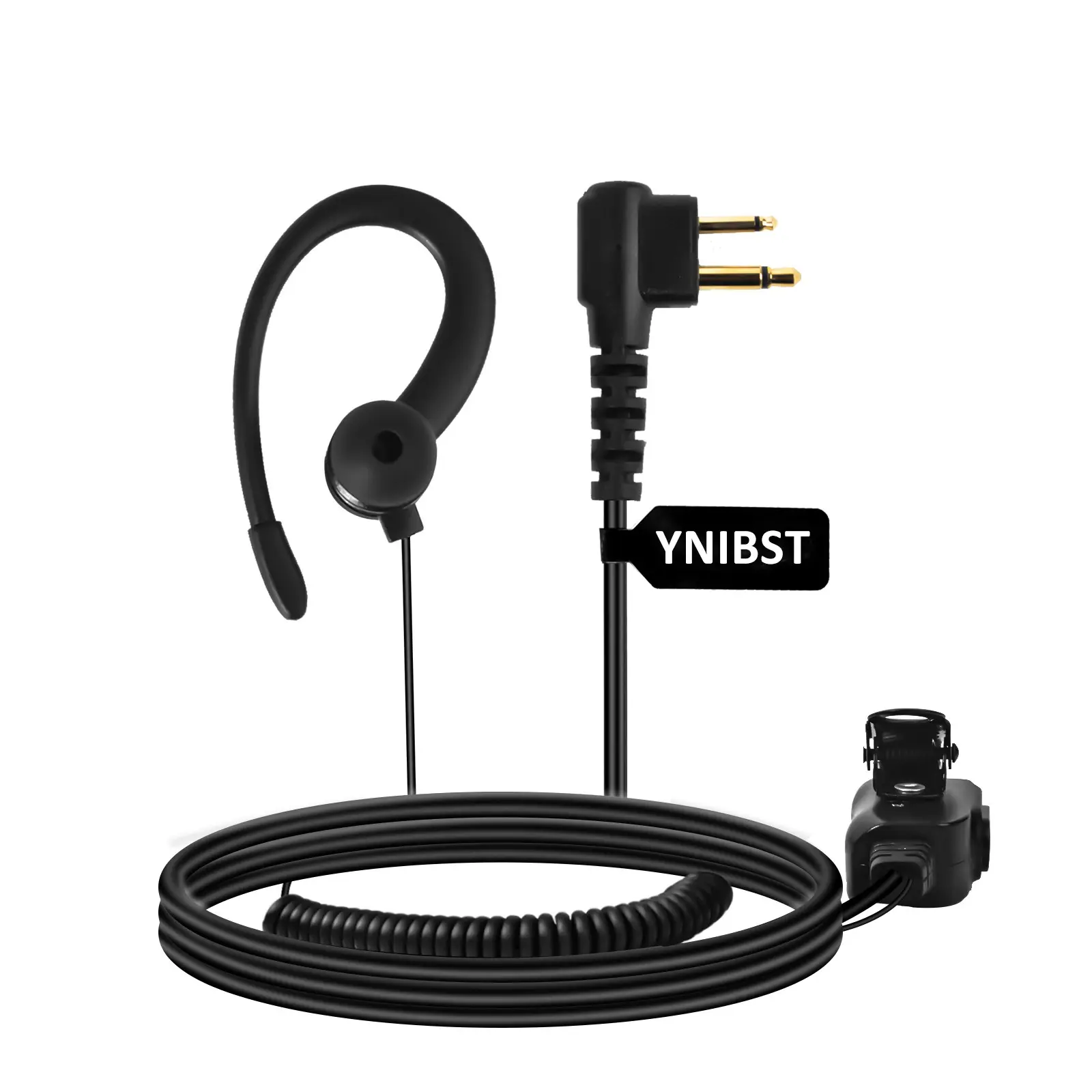 YNIBST All Black Walkie Talkie Earpiece with Microphone PTT In-Ear Headset FBI Style for Motorola 2-Pin  Radios CP200D CP200 CP185 CP100D CLS1410 CLS1110 BPR40 BPR40D RMU2040 Radio Compatible with Police Security and Law Enforcement Use