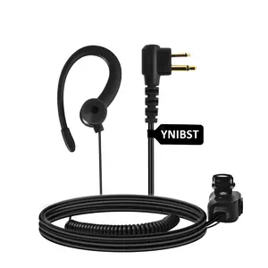 YNIBST All Black Walkie Talkie Earpiece with Mic PTT In-Ear Headset FBI Style for Motorola 2-Pin  Radios CP200D CP200 CP185 CP100D CLS1410 CLS1110 BPR40 BPR40D RMU2040 Radio Compatible with Police Security and Law Enforcement Use