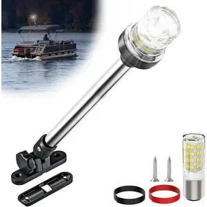 12 Inches Bimini Light for Pontoon Boat, Pontoon Navigation Lights Anchor Light Stern Lights for Bimini Top Mount Waterproof IP67, White Fold Down LED Marine Boat Rear Running Lighting