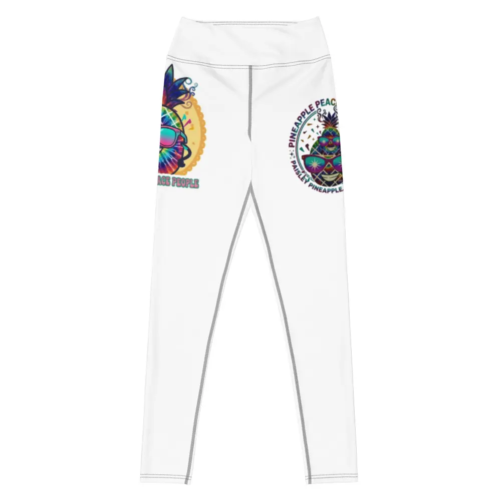 Women's Paisley Pineapple All Over Print Microfiber Yarn Yoga Leggings, Sporty Chic High-Waisted Activewear with 4-Way Stretch, UPF 50+ Sun Protection, Uv-Protective Sports Bottoms (Note: Avoid Rough Surfaces), Full-Length, Four-Way Stretch