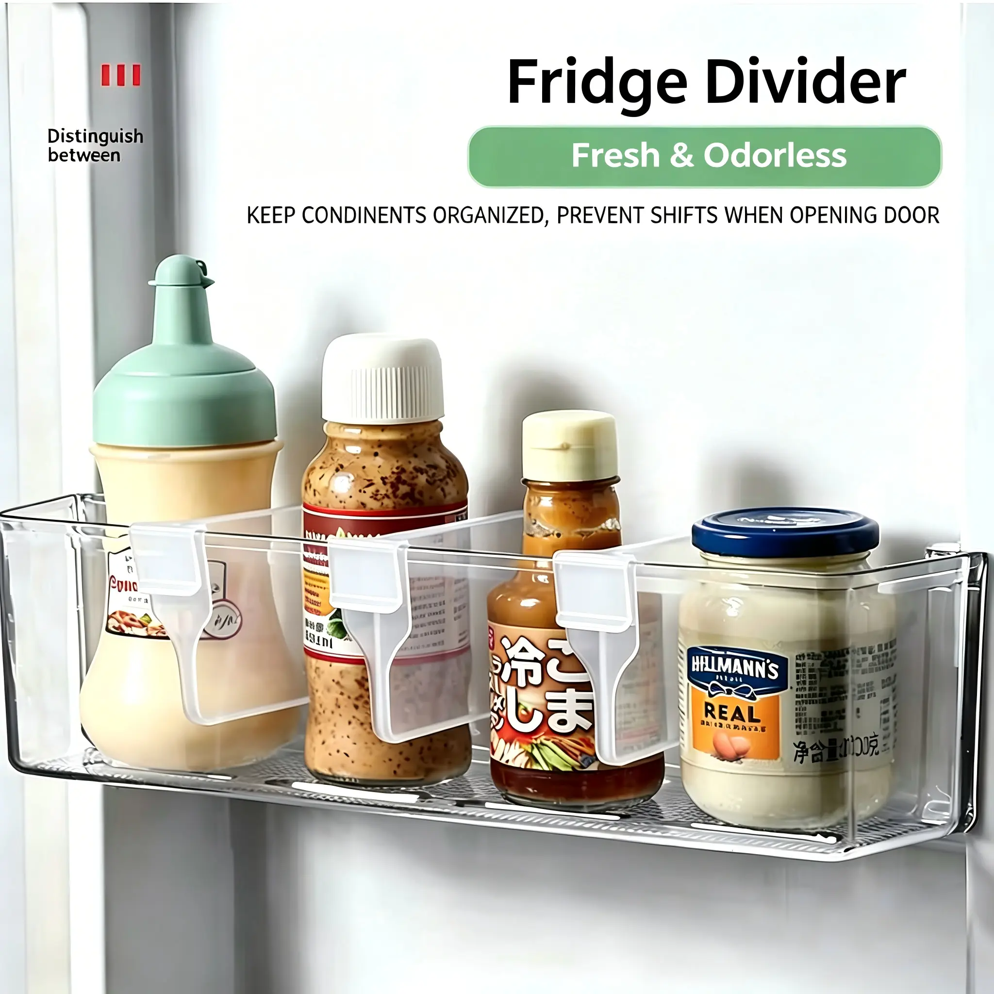 16 Counts Fridge Drawer Divider, Clear Plastic Organizer for Refrigerator Storage Adjustable