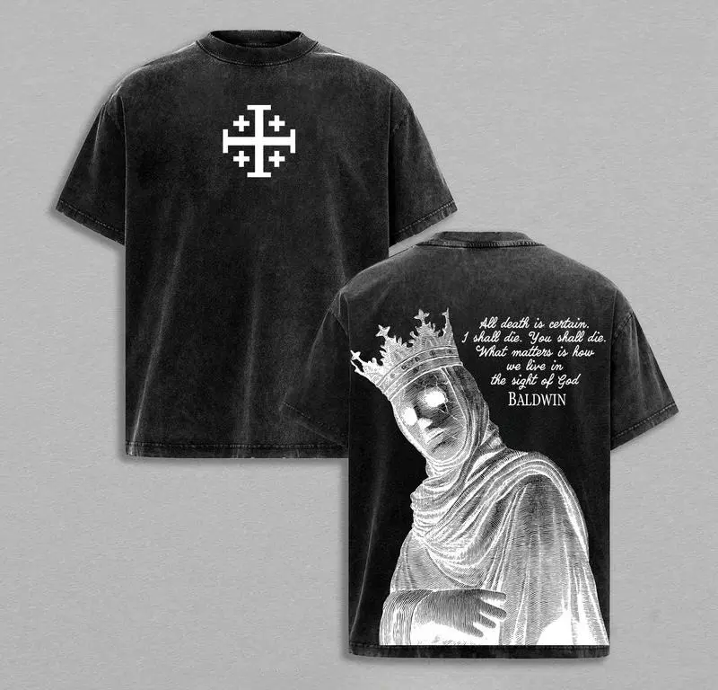 valentine shirts  The Leper T-Shirt,   Washed Crusader Jerusalem Tee, Jerusalem Cross Medieval Christian Shirt, Vintage Washed Gothic Faith Streetwear - Jesus Apparel - Christian Outfit