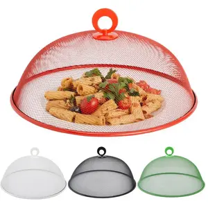 2 Pack Food Cover Heavy Duty Stainless Steel Fine Mesh Round Dustproof Dining Table Outdoor Picnic Tent Umbrella Net Kitchen Supplies Container Sturdy