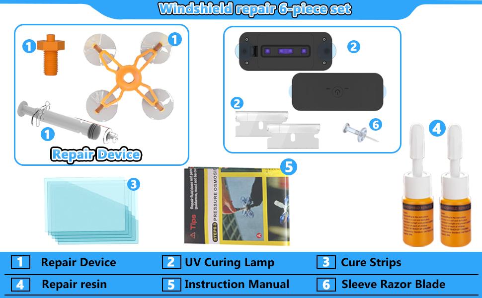 Windshield Repair Kit for Chips and Cracks, Rock Chip Repair Kit Windshield, for All Car Windshield Crack Repair Kit to Repair Scratches