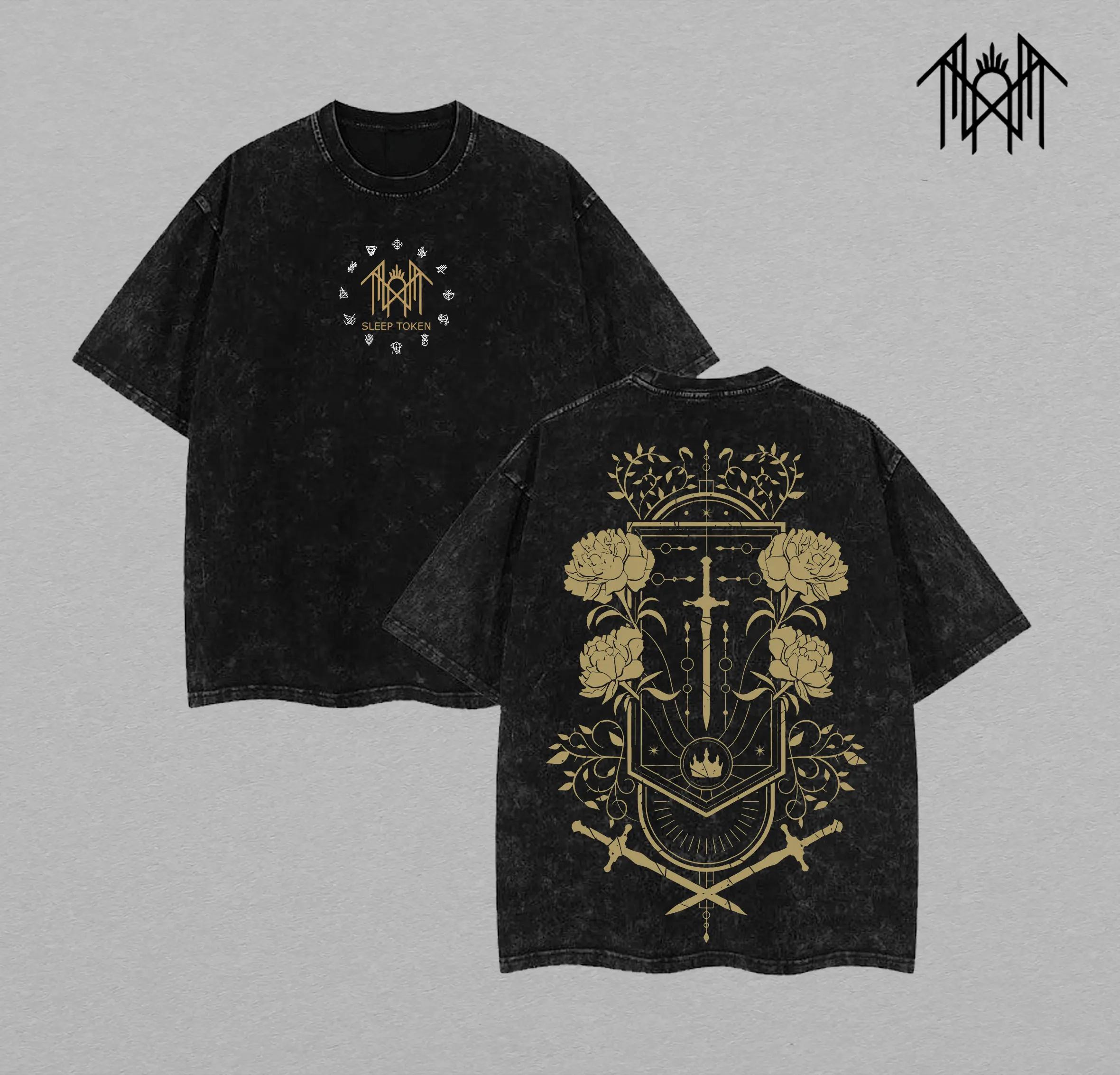 Sleep Token New Single Damocles Heavy Metal Shirt, Unisex Oversize Rock Band Washed Heavyweight Cotton T-shirt, Gift For Rock Music Lovers, Gothic Punk Emo Grunge Y2K Outfits Clothes Top