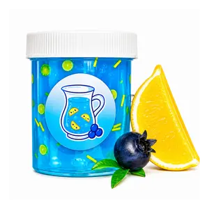Hoshimi Slimes Blueberry Lemonade Clear Pigment Slime Handmade Scented Sensory Toy for Ages 8+ with 7 Plastic Fruit Pieces Unique Thick Stretchy Texture
