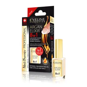 Eveline Cosmetics Nail Therapy Argan Elixir 8 in 1 Intensely Regenerating Oil for Cuticles and Nails Nail Care