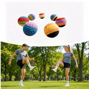 Soft Crochet Hacky Sacks, Durable Kick Foot Bags for Kids Adults, Colorful Outdoor Play Balls for Balance & Coordination Training