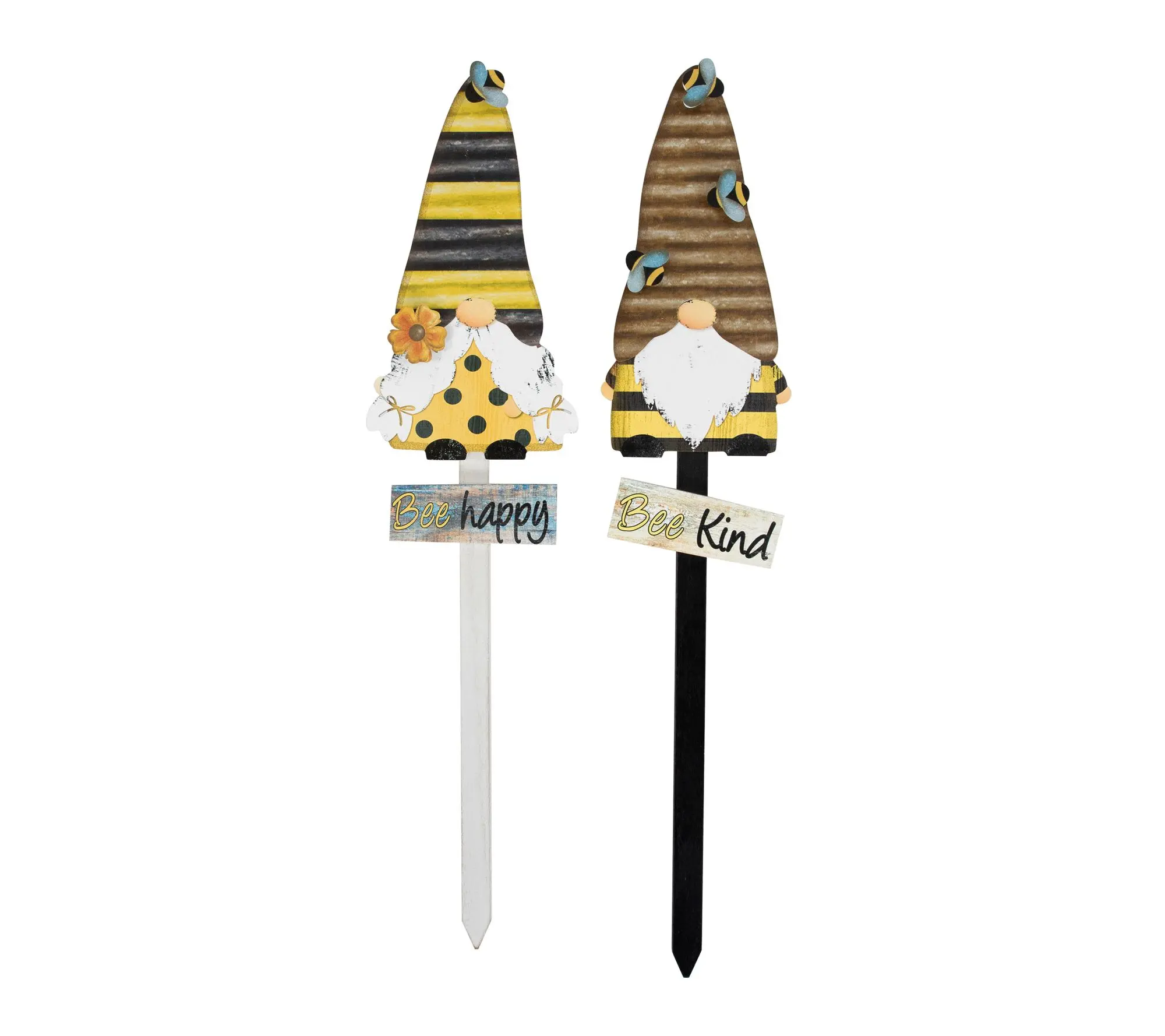 Northlight Bee Gnomes Wooden Garden Stakes - 24" - Set of 2