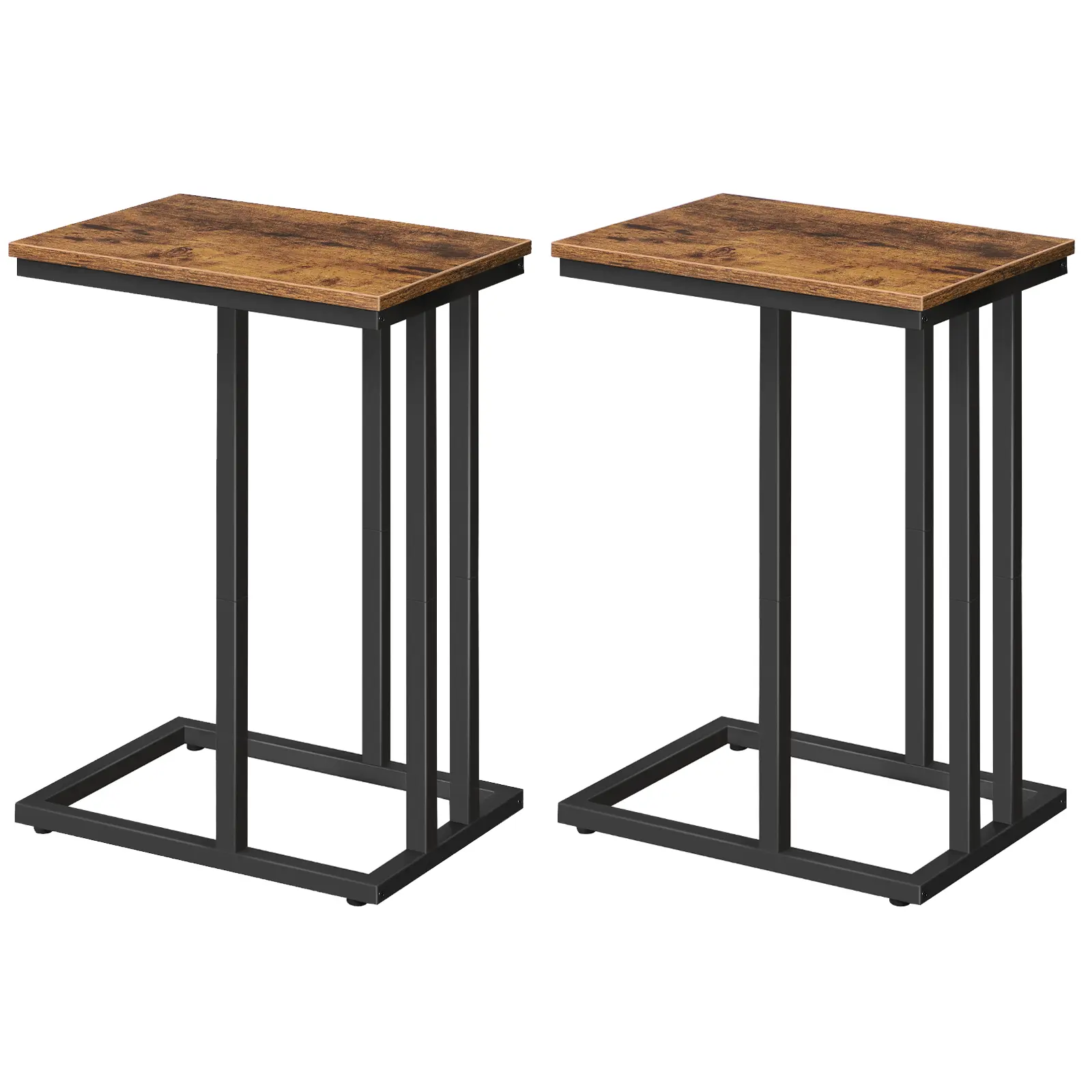 HOOBRO Set of 2 C Shaped End Table, Small Couch Side Table with Metal Frame, Sturdy Slide Under C Table Sofa Side Table for Small Spaces, Living Room, Bedroom, Rustic Brown and Blac#springtok