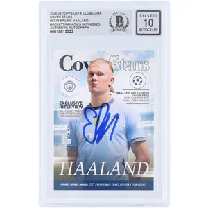 Erling Haaland Manchester City Autographed 2024-25 Topps UEFA Cover Stars #CS-11 Beckett Fanatics Witnessed Authenticated 10 Card - Fanatics Authentic Certified