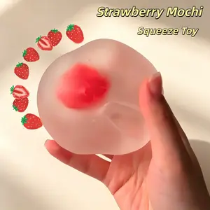 Cute Strawberry Mochi Soft Gel Toy, Stress Relief Squishy Toy, 6cm Matte Strawberry Candy, Slow Rebound Handmade Gift, Unisex