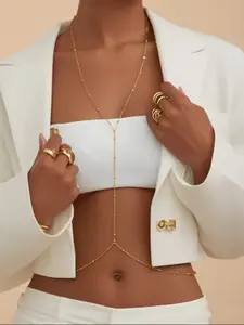 Women's Boho Beaded Body Chain Necklace, Belly Chain, Simple Fashion Jewelry Accessory, Elegant Design for Daily Wear & Special Occasions