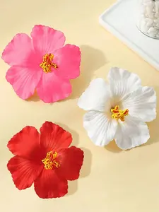 3pcs/Set Hibiscus Flower Hair Clips, Suitable For Women And Girls, Large Multicolor Tropical Artificial Flower Hair Clips, Bohemian Style Hair Accessories, Suitable For Summer Beach Vacation, Hawaiian Theme Party, Wedding Favors And Valentine's Day, Hair